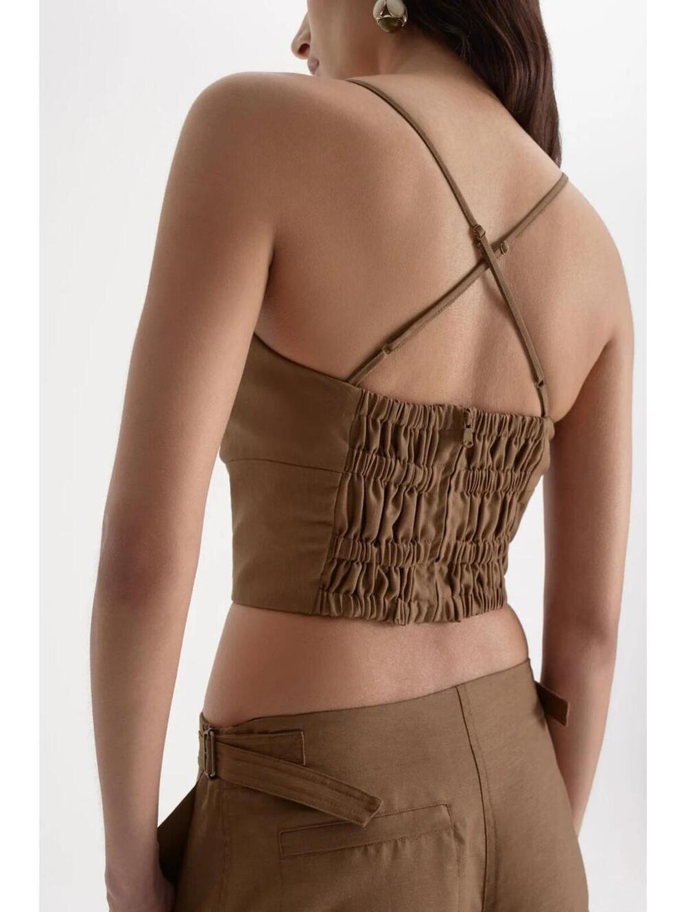 NWT matching set scanlan Theodore linen set cargo camisole+  cropped cargo pants - Picture 4 of 14
